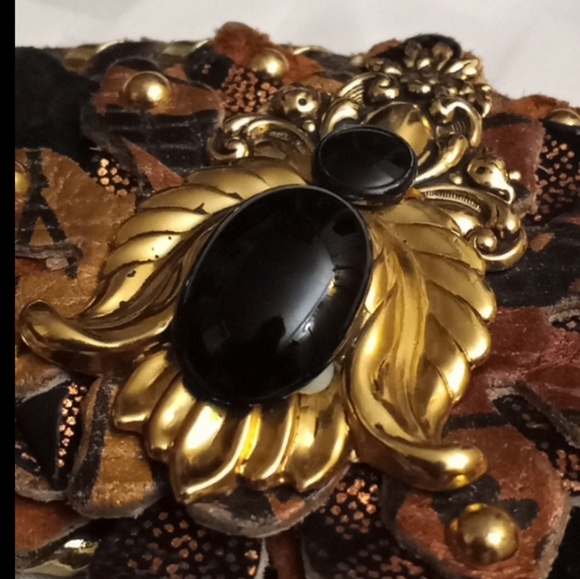 c '90s It's a Jungle Hand-Made Embellished Leather Belt VINTAGE - Picture 16 of 16